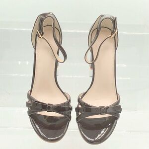 Sz 5 1/2 Coutgo Women's ankle strap heeled sandals buckle bow high heel brown NW